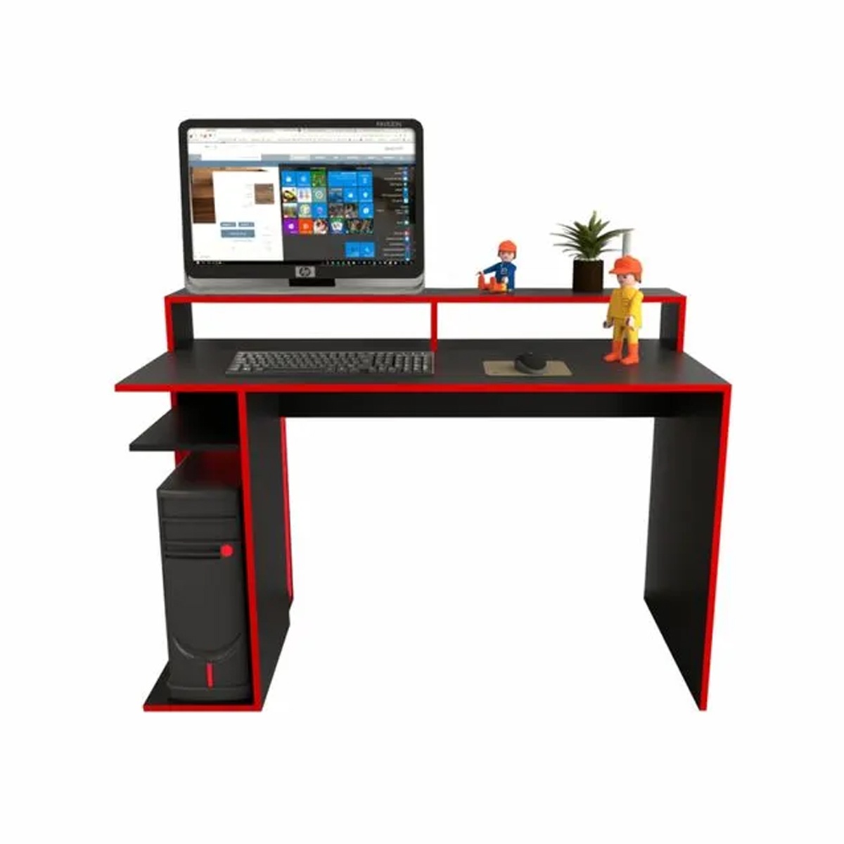 Escritorio Gamer 1,29m - Negro C Filo Rojo Tables