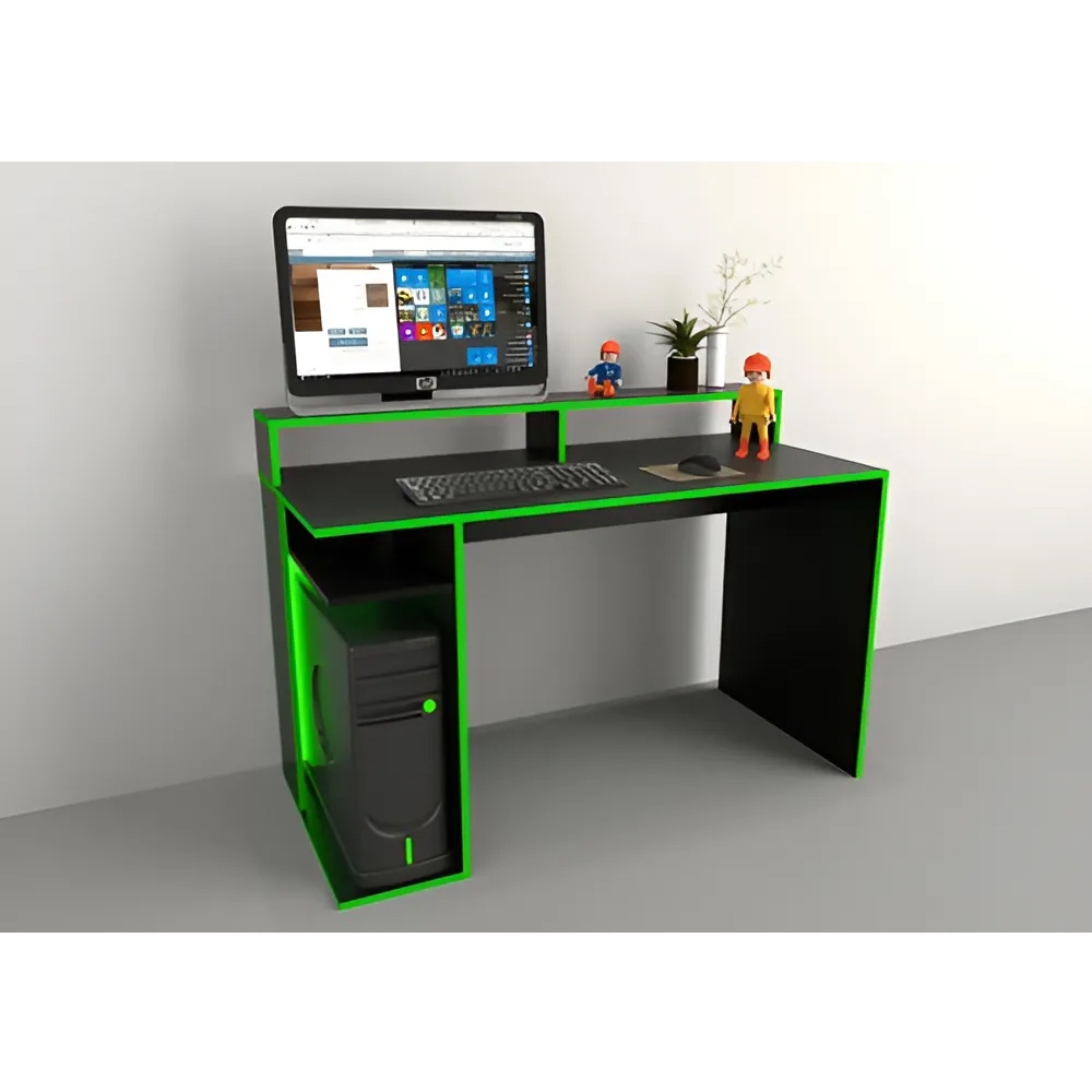 Escritorio Gamer 1,29m - Negro C Filo Verde Tables