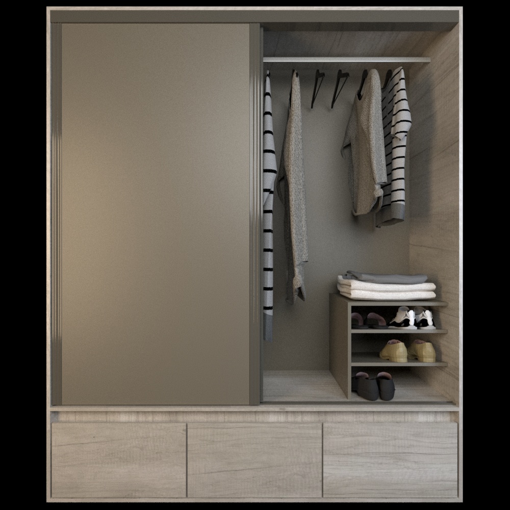 Placard Corredizo 1,80 2 Cajones 3 Zapateros Nevado Gris C. Tables