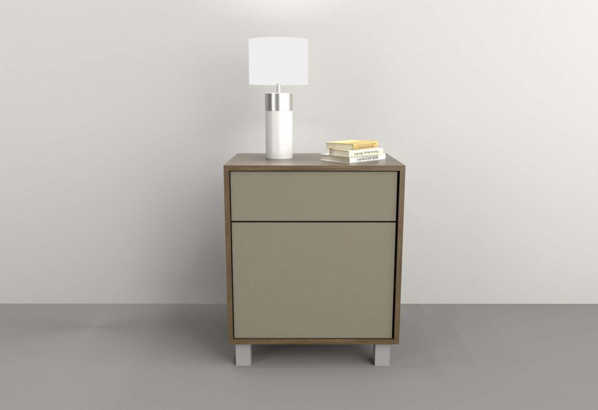 Mesa De Luz 1 Cajon 1 Puerta Nogal L. Gris C. Tables