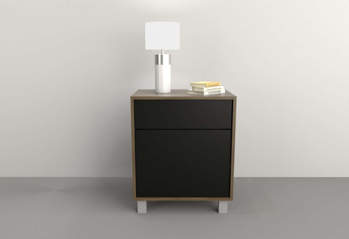 Mesa De Luz 1 Cajon 1 Puerta Nogal L. Negro M. Tables