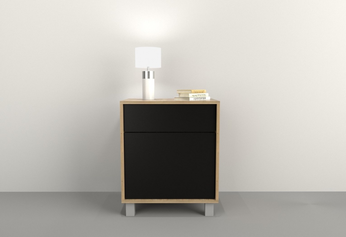 Mesa De Luz 1 Cajon 1 Puerta Olmo F. Negro M. Tables