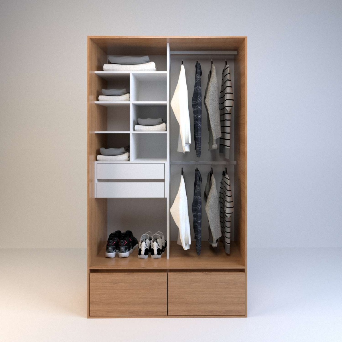 Vestidor 1,20m Alto 2 Cajones 2 Zapateros Olmo F. Everest Tables