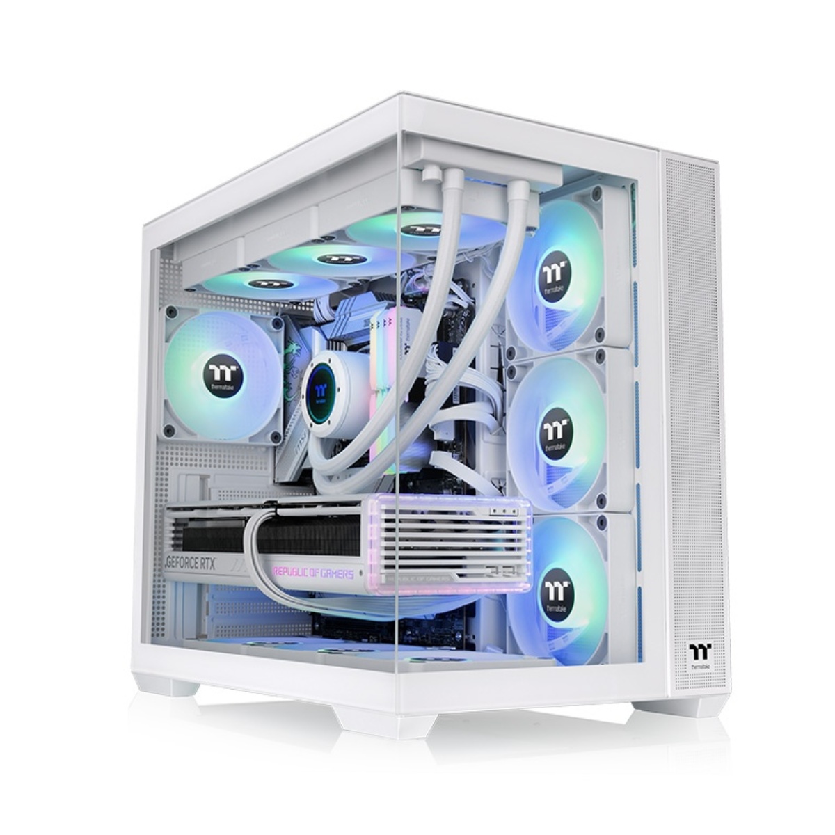 Gabinete TT View 380 Mid-Tower TG x2 Fan ARGB x4 Snow White