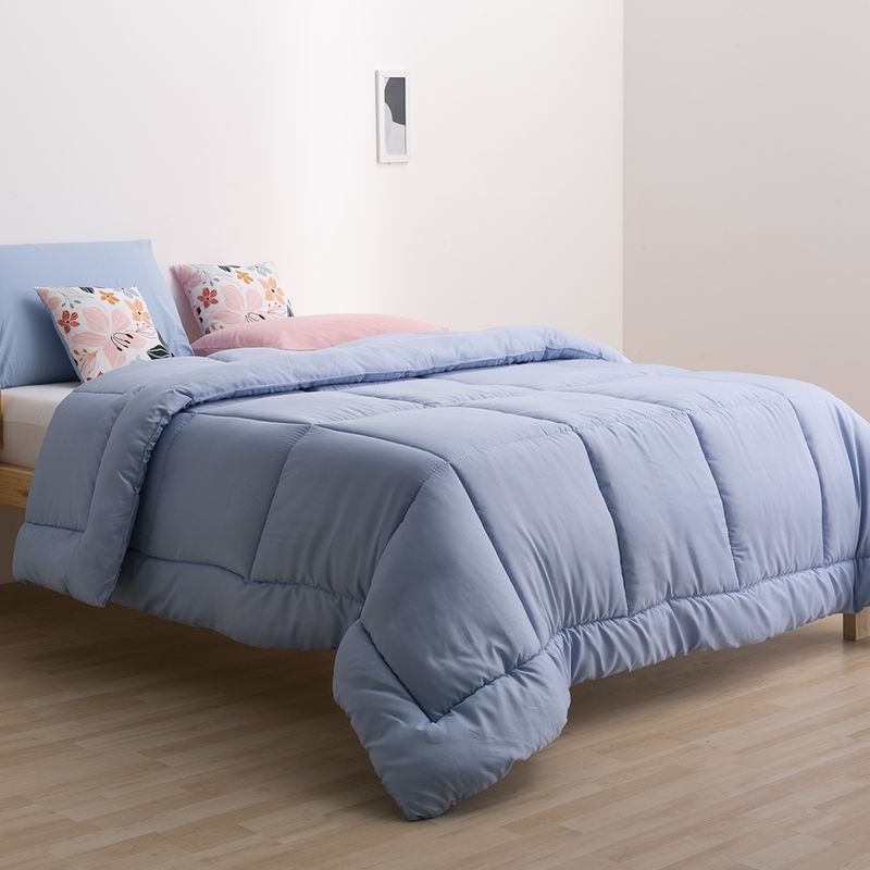 Acolchado Casablanca Liso Full Oro Casablanca Celeste