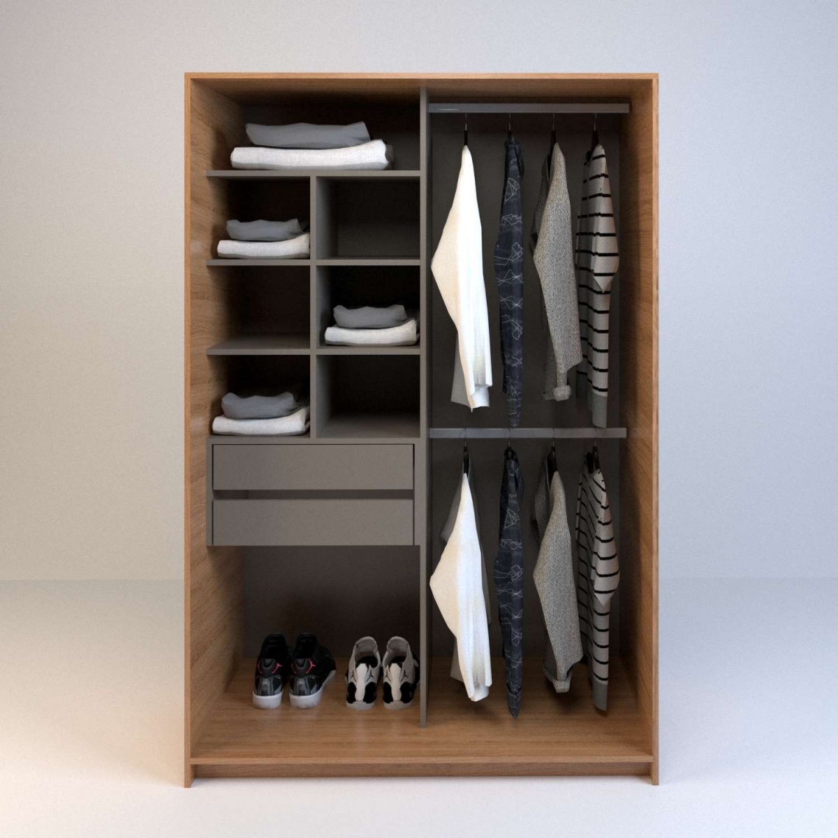 Vestidor 1,20m 2 Cajones Olmo F.|gris C. Tables