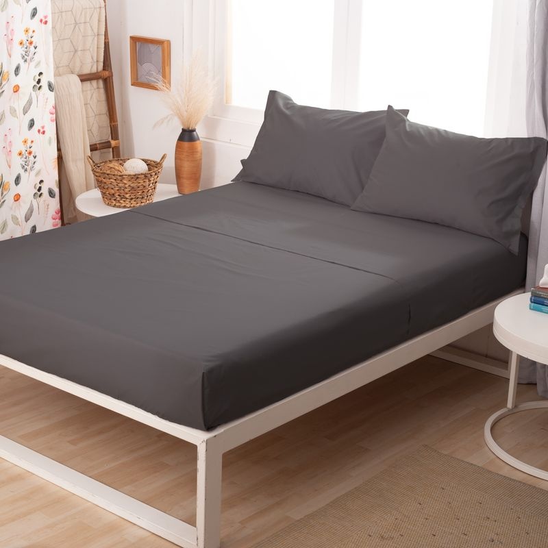 Juego de Sabanas Casablanca Lisa 2 1|2 plazas Plata gris topo