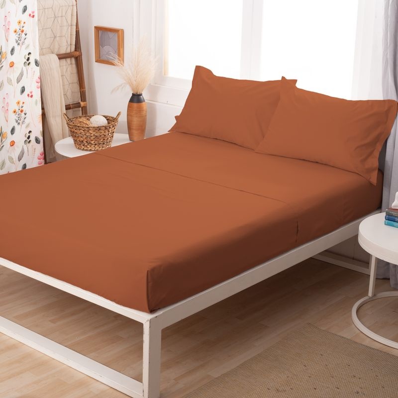 Juego de Sabanas Casablanca Lisa 2 1|2 plazas Plata Terracota