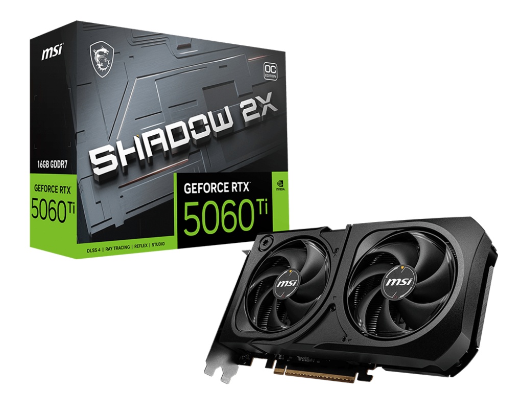 Placa de Video MSI GeForce RTX 5060 Ti SHADOW 2X OC PLUS 16G