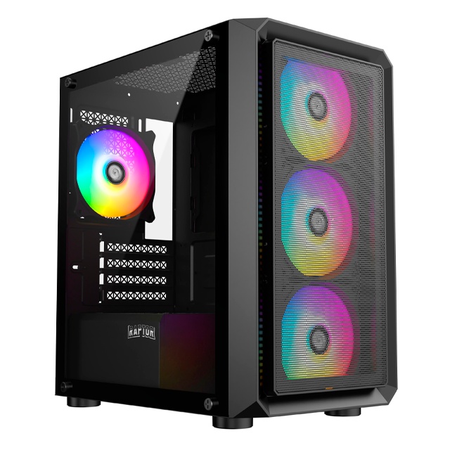 Gabinete Raptor Infinity Mesh TG x2 Mid-Tower RGB Fan x4