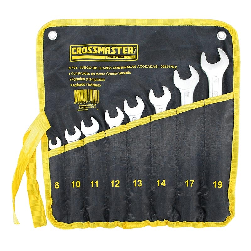Juego de 08 Llaves Combinadas Acodadas Mm Crossmaster
