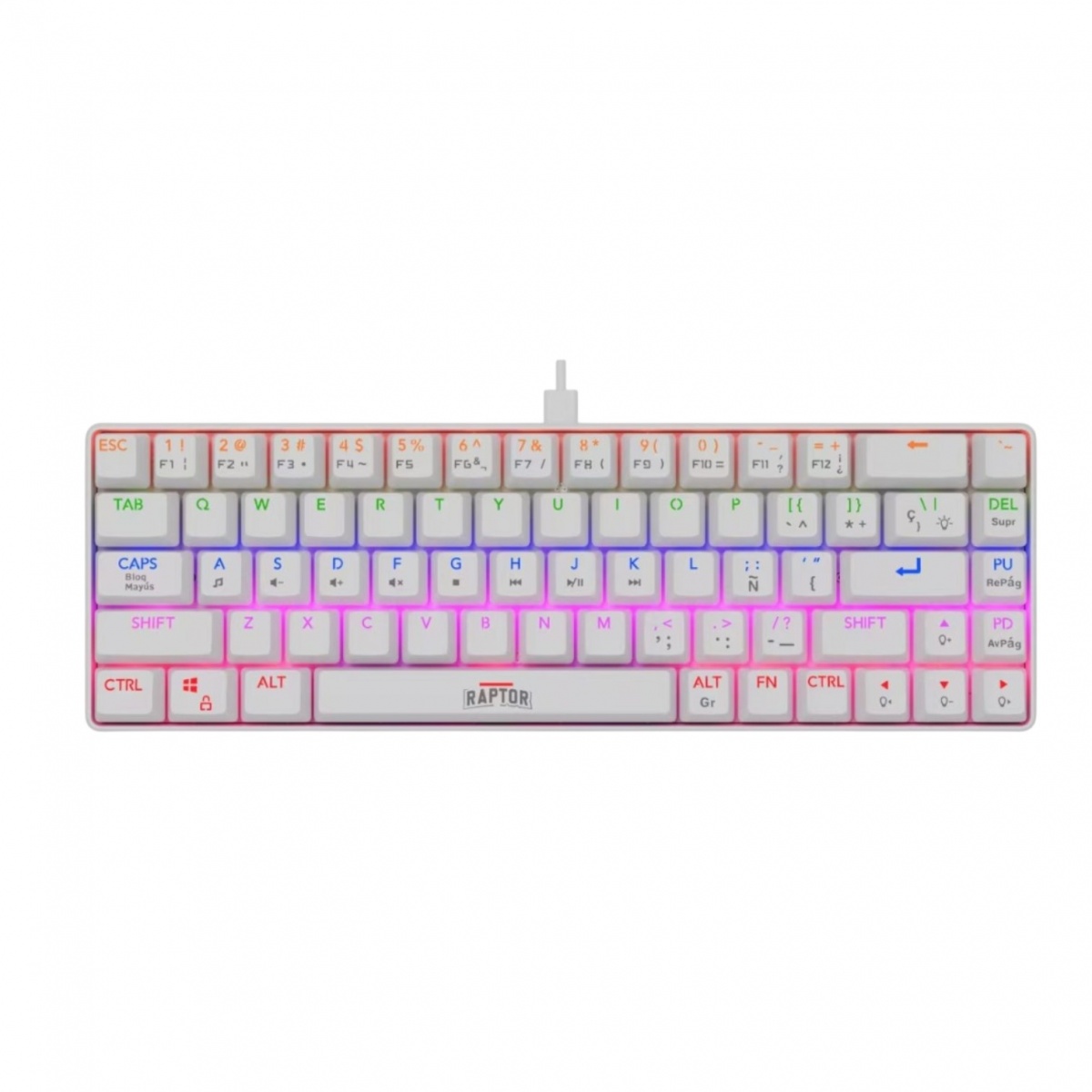 Teclado Gamer Raptor Fireclaw M68 Mecanico Retroiluminado Switch Red Outemu White