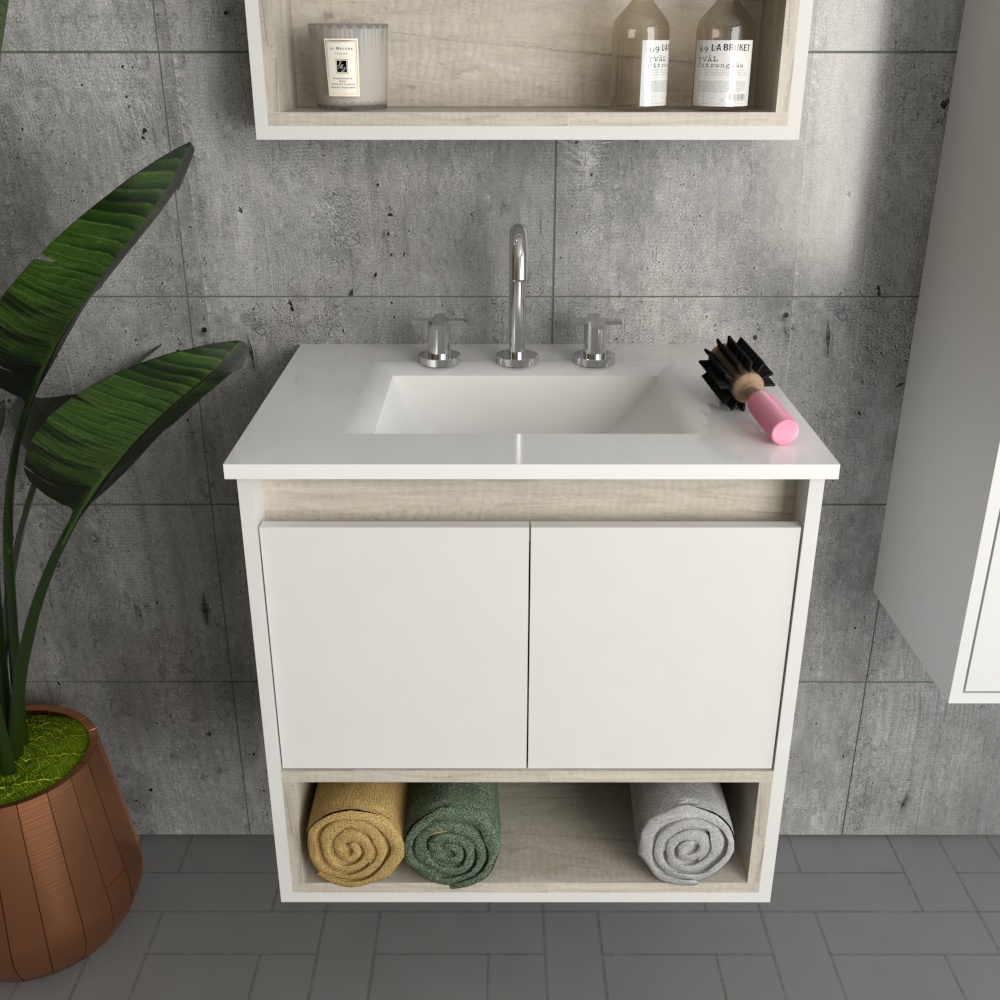 Vanitory 60cm Con Bacha 3 Agujeros- Olmo F.|blanco Tables