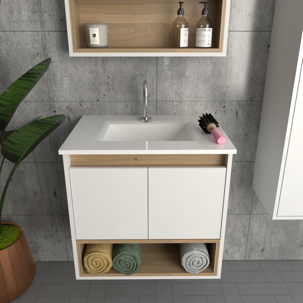 Vanitory 60cm Con Bacha 1 Agujero- Olmo F.|blanco Tables