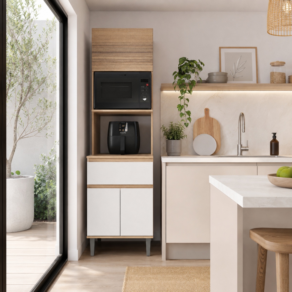 Mueble Porta Microondas Alacena De Cocina Coco Bolo|blanco Tables