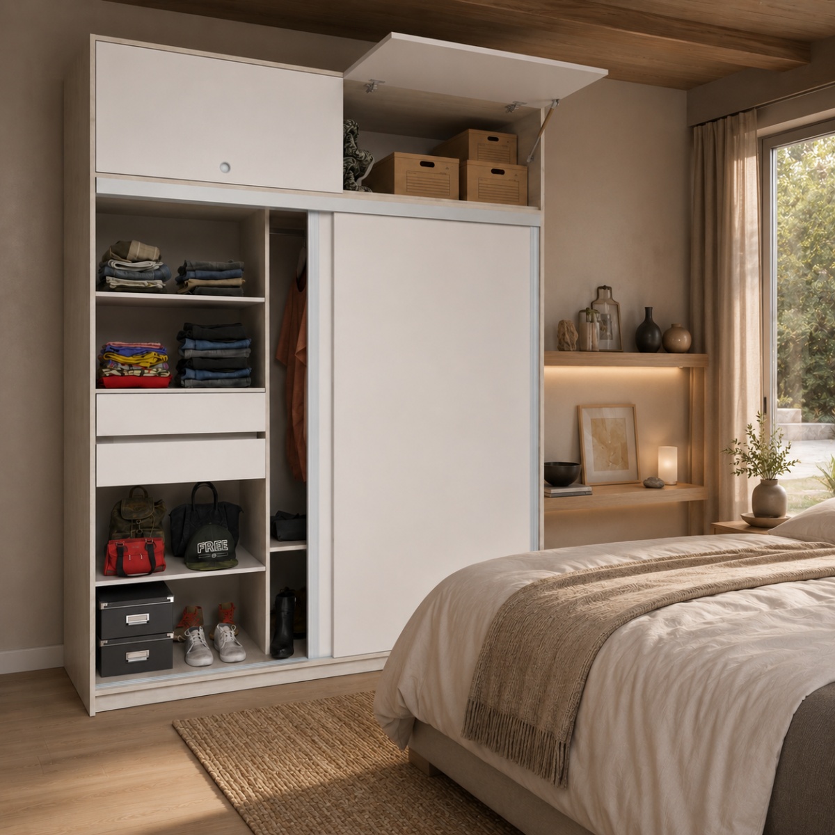 Placard Corredizo 1,79m. C|baulera Polar|blanco Tables