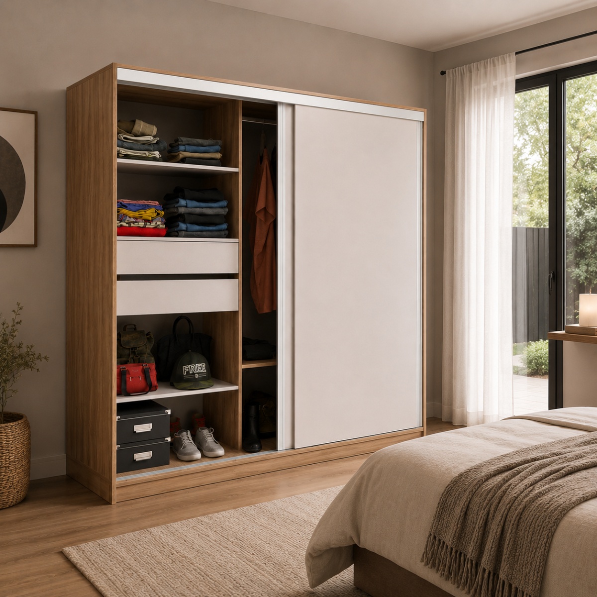Placard Corredizo 1,30 C|baulera Coco Bolo|blanco Tables