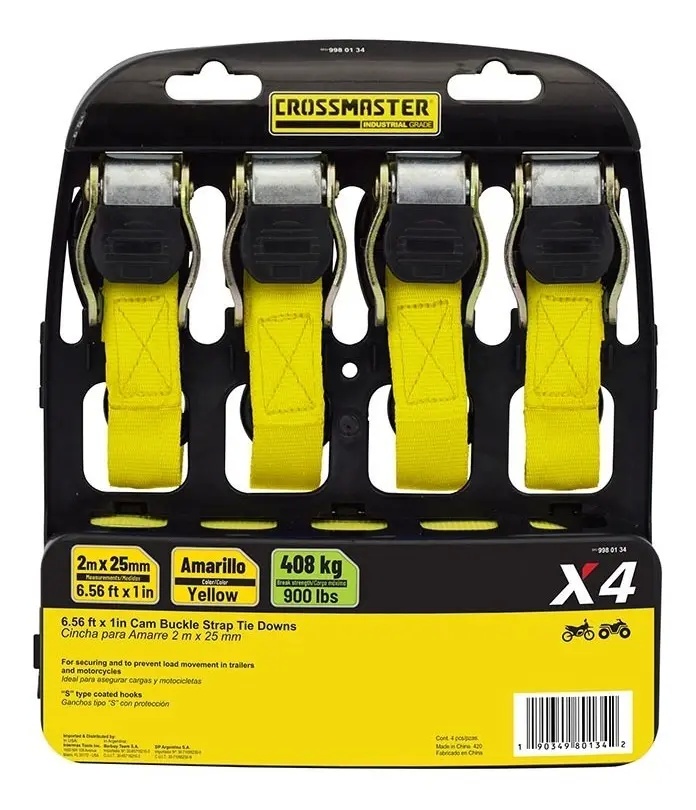 Cincha Amarre Crossmaster 408 Kg x4 Amarilla
