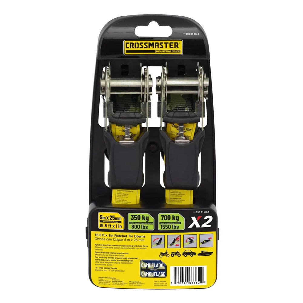 Cincha Amarre Crossmaster 700 Kg x2 Con Crique Camuflada
