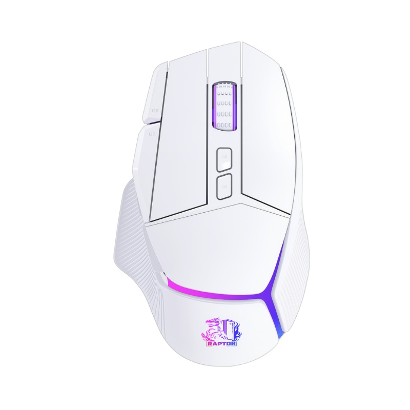 Mouse Gamer Raptor Storm Grip Wireless 9 botones 24000dpi retroiluminado c|soft White