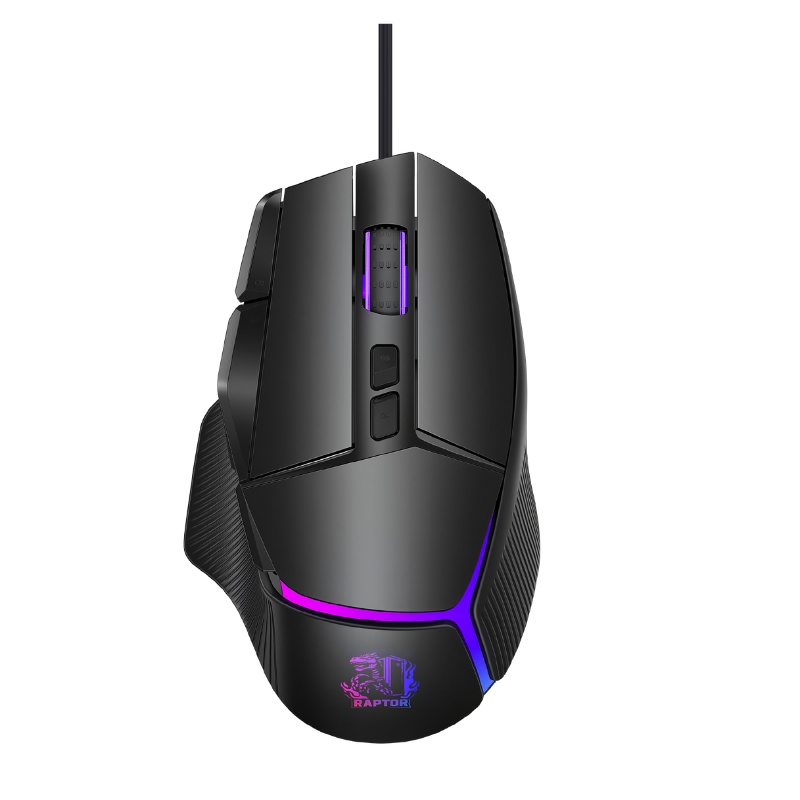 Mouse Gamer Raptor Storm Grip 9 botones 8000dpi retroiluminado Black