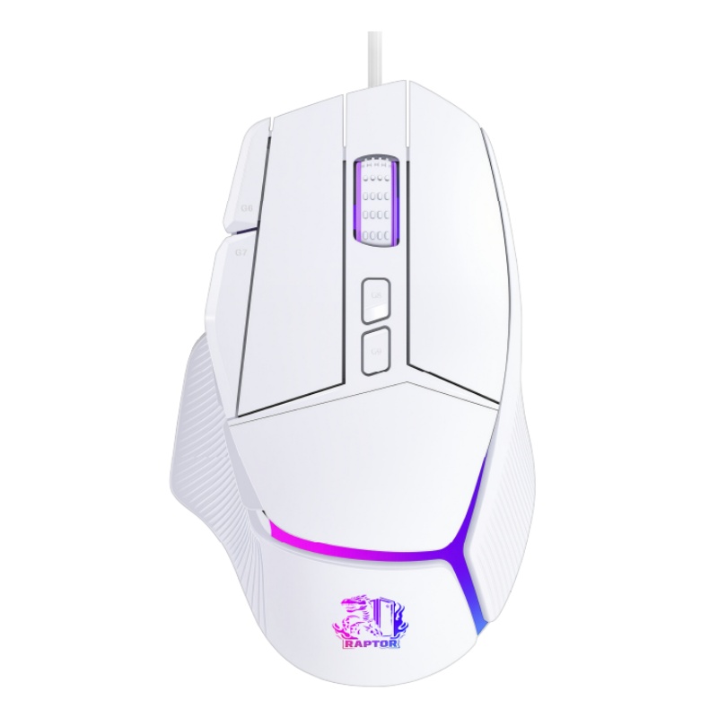 Mouse Gamer Raptor Storm Grip 9 botones 8000dpi retroiluminado White