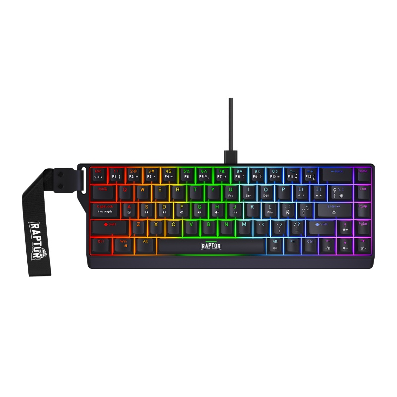 Teclado Gamer Raptor Fireclaw M68 Magnetico RGB Switch Red Outemu