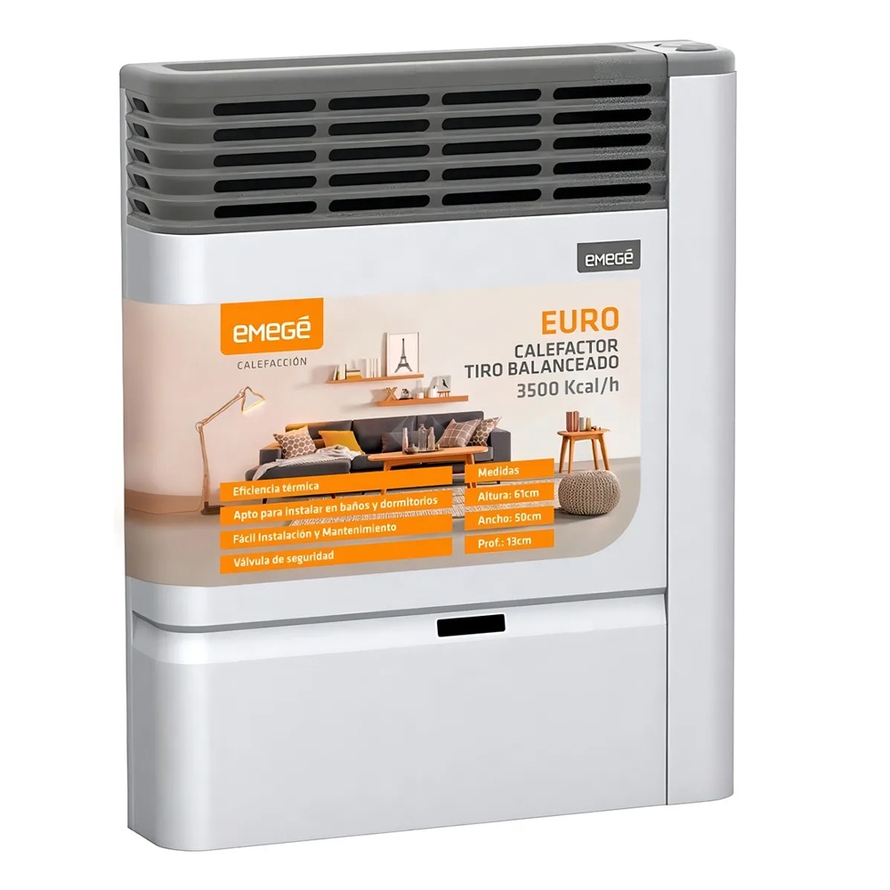 Calefactor Emege Euro 3500 KCAL TB Tiro Balanceado Multigas