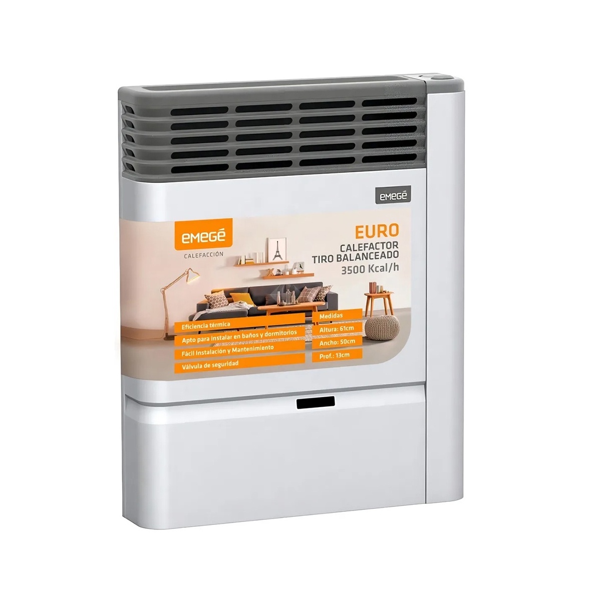 Calefactor Emege Euro 3500 KCAL TB Tiro Balanceado Multigas